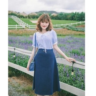 Bazzi long plain A-line skirt