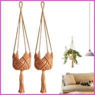 Macrame Plant Holder 2X Woven Rope Hanger Trendy Boho Crochet Flower Pots Basket for Indoor Outdoor 
