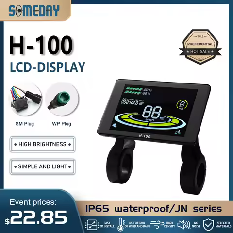 Ebike LCD Display H-100 Colorful 24V/36V/48V SM/Waterproof for UART2 Protocol Controller