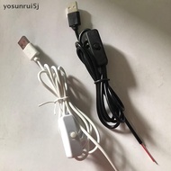 yosunrui5j] 5V Switch Power Supply Wire 1M/1.5M USB Male To 2 Core Connection Cable 501 Button ON OF