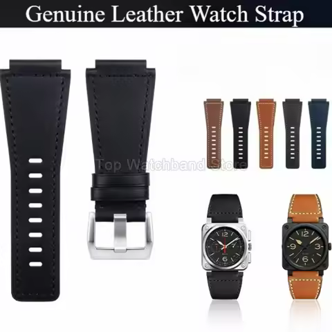 Soft High Quality Genuine Leather Watchband for Bell & Ross Bell Ross BR01 BR03 Strap Convex Interfa