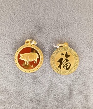 Liontin emas HK 999.9 asli 12 shio chinese zodiac shio babi