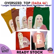 Oversized (Dada 46) Round Neck Muslimah Cartoon Tshirt Oversize Baju Kartun Viral Top Blouse Tee Tudung Long sleeve T-shirt Women Lengan Panjang Muslimah Branded Perempuan Labuh Jubah