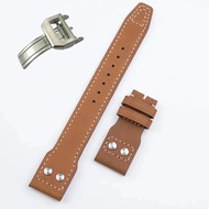 For IWC Strap Rivets Wristband  Big Pilot Spitfire TOP GUN Cowhide Belt  Italian Imported Horse Brow
