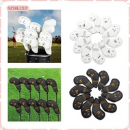 [szxmkj2lp] 10Pcs Golf Iron Covers Set Golf Club Headcovers PU Leather with Number Tags