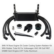 Engine 8AN 14 Rows Oil Cooler Cooling Filter Sandwich Plates Kit For Volkswagen VAG VW Golf MK7 EA88