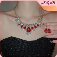 # BEAUTY # Jewelry Set Fashion Metal Sparkle Necklace Earring Set For Woman Party Jewelry Gift .
