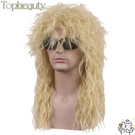 TOPBEAUTY Halloween Party Cosplay Wig, Long Curvy 70s 80s Rockstar Wig, Fluffy Punk Cosplay Rockstar