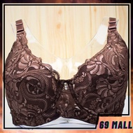 Women Bra Plus Size 36-46 CD Cup Wired Floral Lace Thin Sponge Baju Dalam Wanita Berdawai Tepi Cover