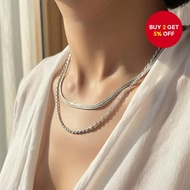 Silver snake chain necklace, blade chic multi-layer necklace set