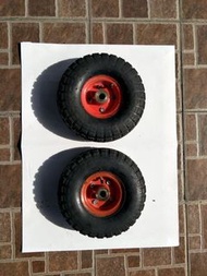 中古10吋 PU輪 風輪 打氣輪胎 手推車輪 採 用實心雙培林 耐用度高!