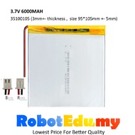 - 3.7V 6000mAh 0.5c 35100105 30100100 Rechargeable LiPo Li-Po Battery Bluetooth Drone MP3 Car Camera