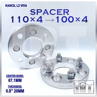 2 PCs 20mm Spacer Convert Kancil Viva L2 L5 660 850 Kereta PCD 4x110 to 4x100 Wheel Tayar Tire Modif
