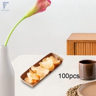 Flameer 100 Pieces Paper Food Boats Serving Trays Heavy Duty Packaging Tray Food Serving Boats for S