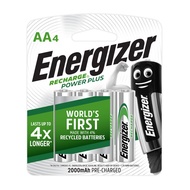 ENERGIZER RECHARGE® POWERPLUS 4'S AA 2000mAH BATTERIES (100% GENUINE)