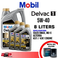 MOBIL 5W-40 Delvac 1 Fully Synthetic Diesel Oil 8 Liters for Isuzu MU-X, DMAX 4JJ1 / 4JK1 Engine