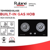 RUBINE RGH-VISTA2B-BL Glass Gas Hob With Flame Power (5.0kw)