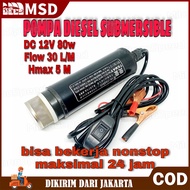 Pompa Air Celup 51mm Hitam DC 12V 80W 30L/M Irigasi Draine Pump