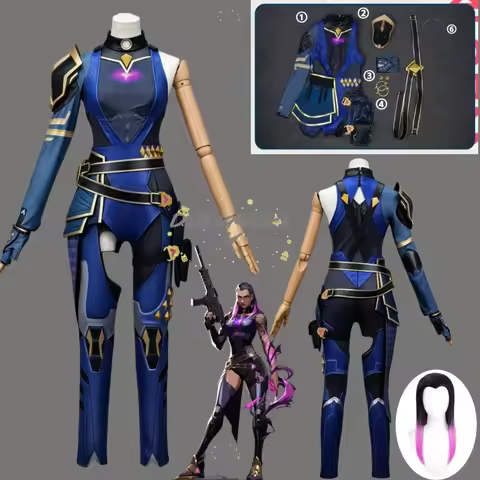Game Valorant Reyna Cosplay Costume Wig Woman Battle Suit Jumpsuit Accessories Full Set Halloween Ch