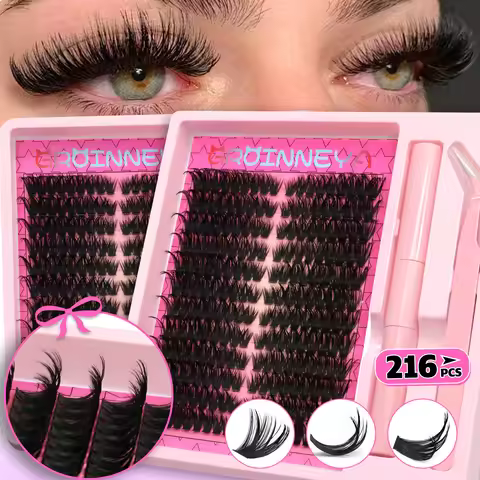 GROINNEYA DIY Lash Extension Kit Lash Bond And Seal And Eyelash Tweezers Eyelash Clusters Kit Makeup