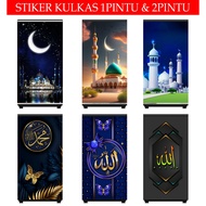 1 Door And 2 Door Refrigerator Stickers With Islamic Motifs