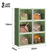ANTBOX เทรนด์ใหม่ปี 2026 ตู้รองเท้า สี Green Gray  ความจุ 6–40 คู่  ไม่ต้องติดตั้ง  พับเร็ว  ประตูใส