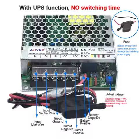 60W UPS Uninterruptible power supply smps Switching Power Supply AC to DC 13.8V 1A 27.6V 0.7A for Ch
