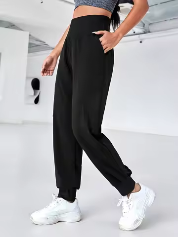 Fitness yoga pants, loose ankle pants, high waisted compression sports pants, women's sportswear