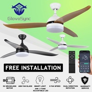 GlovoSync DC Motor Smart Wifi Ceiling Fan 6 Speed Selection Ceiling Fan Light with 3 Tone LED and Remote