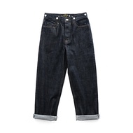 Vintage American Dad กางเกงยีนส์ สีดิบ เดนิม สายเอี๊ยมสําหรับงานหนักของผู้ชาย หลวม ขาตรง กางเกงยีนส์