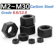 Black Grade 8.8 /12.9 steel Hex Hexagon Nut M2 M2.5 M3 M4 M5 M6 M8 M10 M12 M14 M16 M18 M20 M22 M24 M