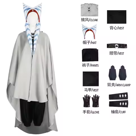 Movie Ahsoka Cosplay Tano Costume Outfit Cloak With Hat For Adult Women Girls Halloween Carnival Mas