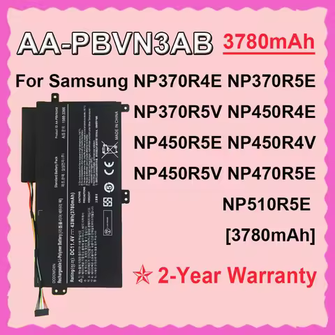AA-PBVN3AB 11.4V 43Wh For Samsung NP370R4E NP370R5E NP370R5V NP450R4E NP450R5E NP450R4V NP450R5V NP4