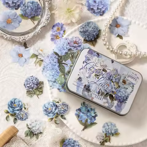 100pcs Flowers Theme Journal Stickers Embelishment Transparent Stickers Scrapbooking Supplies Junk J