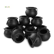 12Pcs Mini Black Cauldron with Handle Halloween Mini Witch Cauldron Halloween Pot Candy Holder for H