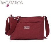 MC3 BAGSTATIONZ Crinkled Nylon Multi-Compartment Sling Bag (Black/Maroon/Navy Blue/Pink)