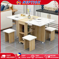 NEPTIOX Dinning Table With Chair Set Space Saver Dining Table Folding Dining Table Set Small Space H