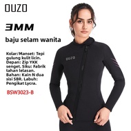 OUZO 3mm Neoprene Wetsuit Women Front Zip Diving Top Scuba Diving Pants Thermal Surfing Suit Jacket 