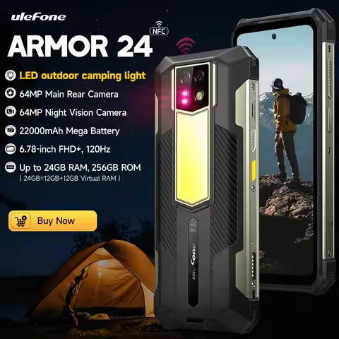 Ulefone Armor 24 22000mAh Battery,Rugged IP68/IP69K，Android 14,Up to 24GB RAM,256GB ROM ,64MP Night 