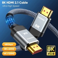 MIZIQIER ยาว HDMI 2.1สาย4K120Hz EARC HDCP2.3 48G Bps ความเร็วสูงพิเศษ Hdmi ถักสายเคเบิ้ลสำหรับ Hd/ P