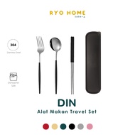 Ryo Home - Din Travel Set - Korean Cutlery Spoon, Fork, Chopsticks/ with Container