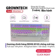 Bàn phím cơ led có dây gaming chính hãng DEIOG M105 kèm giá kê tay led 8 hiệu ứng không ồn