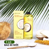 1 Lít Dầu Dừa Kim Long nguyên chất 100% - Thuần chay - Hỗ trợ dưỡng da dưỡng tóc dưỡng môi ngừa rạn