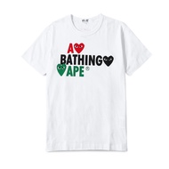CDG Play XA Bathing Ape Colorful Heart T-Shirt White