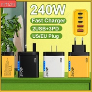 240W Fast Charging GaN Charger 5 Port 2USB+3PD Charger Quick Charge QC3.0 Fast Charging Phone Wall C