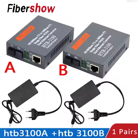 Media Converter HTB-3100 Fiber Optical Single Mode Single Fiber SC Port 20KM External Power Supply 1