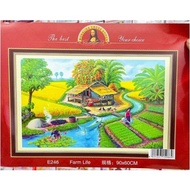 Tranh thêu kín phong cảnh quê hương e283-90x60cm