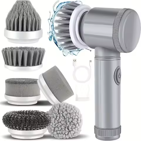 New Electric Spin Scrubber Cordless Spin Scrubber with 6 Replaceable Brush Heads Electric Cleaning B