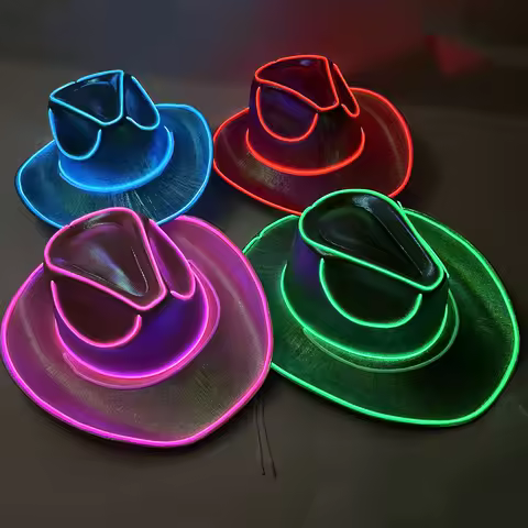 Party Glowing Hat LED Light Up Cowboy Hat for Women & Men Shiny Cyberpunk Hats for Festivals, Costum