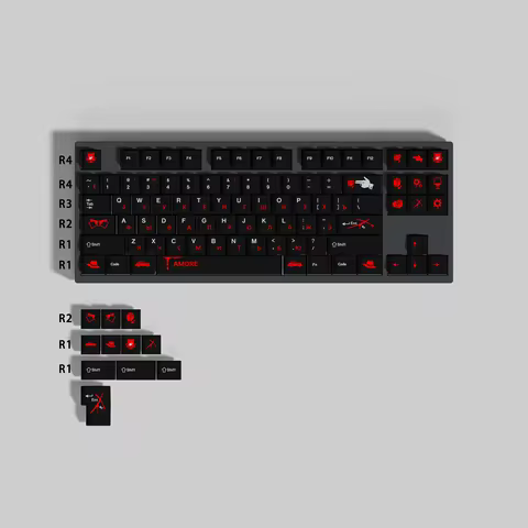 1 Set Black Red Russian Nightshade Retro 1989 Unicorn ‌GMK Dots Rubrehose Cool Kids Lake Motosu Boun